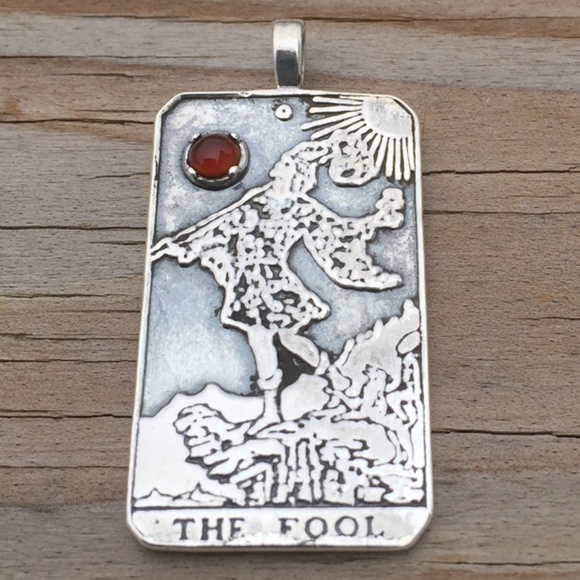 Wellstone Jewelry Other - Fool Tarot Card Pendant .925 Sterling Silver w/ Genuine Carnelian gem USA